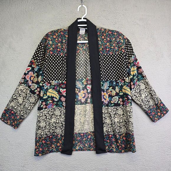 Jackets & Blazers - Vintage Cabrais Collection Jacket Womens M Patchwork Floral Artsy Boho 80s Retro